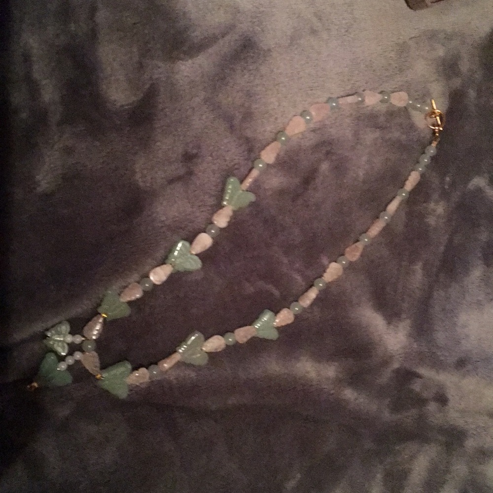 Leaf and butterfly necklace